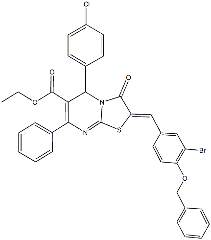 ethyl 2-[4-(benzyloxy)-3-bromobenzylidene]-5-(4-chlorophenyl)-3-oxo-7-phenyl-2,3-dihydro-5H-[1,3]thiazolo[3,2-a]pyrimidine-6-carboxylate Struktur