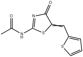 N-[4-oxo-5-(2-thienylmethylene)-1,3-thiazolidin-2-ylidene]acetamide Struktur