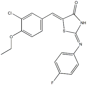 5-(3-chloro-4-ethoxybenzylidene)-2-[(4-fluorophenyl)imino]-1,3-thiazolidin-4-one Struktur