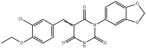 1-(1,3-benzodioxol-5-yl)-5-(3-chloro-4-ethoxybenzylidene)-2,4,6(1H,3H,5H)-pyrimidinetrione Struktur