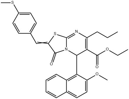 ethyl 5-(2-methoxy-1-naphthyl)-2-[4-(methylsulfanyl)benzylidene]-3-oxo-7-propyl-2,3-dihydro-5H-[1,3]thiazolo[3,2-a]pyrimidine-6-carboxylate Struktur