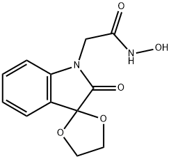 2-(2'-oxo-2',3'-dihydro-spiro[1,3-dioxolane-2,3'-(1'H)-indol]-1'-yl)-N-hydroxyacetamide Struktur