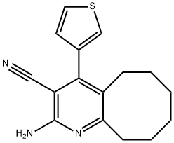 2-amino-4-(3-thienyl)-5,6,7,8,9,10-hexahydrocycloocta[b]pyridine-3-carbonitrile Struktur