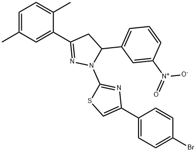 4-(4-bromophenyl)-2-(3-(2,5-dimethylphenyl)-5-{3-nitrophenyl}-4,5-dihydro-1H-pyrazol-1-yl)-1,3-thiazole Struktur