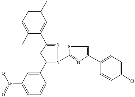 4-(4-chlorophenyl)-2-(3-(2,5-dimethylphenyl)-5-{3-nitrophenyl}-4,5-dihydro-1H-pyrazol-1-yl)-1,3-thiazole Struktur