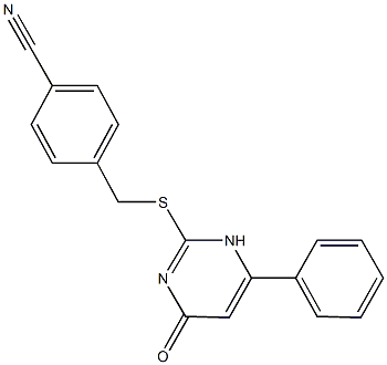 4-{[(4-oxo-6-phenyl-1,4-dihydro-2-pyrimidinyl)sulfanyl]methyl}benzonitrile Struktur