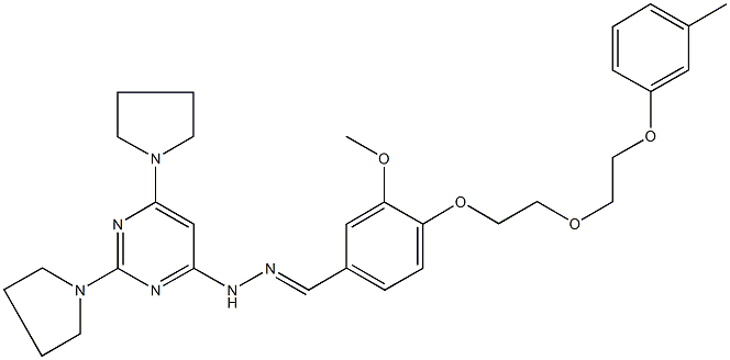 3-methoxy-4-{2-[2-(3-methylphenoxy)ethoxy]ethoxy}benzaldehyde (2,6-dipyrrolidin-1-ylpyrimidin-4-yl)hydrazone Struktur