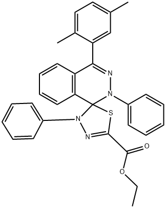 ethyl 4-(2,5-dimethylphenyl)-2,4'-diphenyl-1,2,4',5'-tetrahydrospiro(phthalazine-1,5'-[1,3,4]-thiadiazole)-2'-carboxylate Struktur