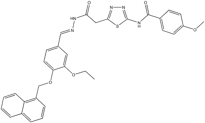 N-[5-(2-{2-[3-ethoxy-4-(1-naphthylmethoxy)benzylidene]hydrazino}-2-oxoethyl)-1,3,4-thiadiazol-2-yl]-4-methoxybenzamide Struktur