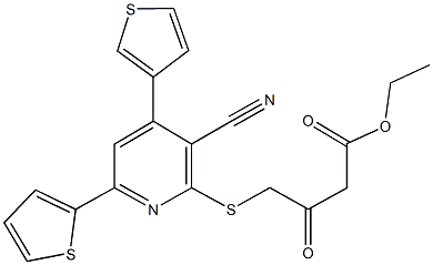 ethyl 4-{[3-cyano-6-(2-thienyl)-4-(3-thienyl)-2-pyridinyl]sulfanyl}-3-oxobutanoate Struktur