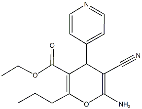 ethyl 6-amino-5-cyano-2-propyl-4-(4-pyridinyl)-4H-pyran-3-carboxylate Struktur