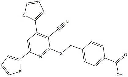 4-({[3-cyano-4,6-di(2-thienyl)-2-pyridinyl]sulfanyl}methyl)benzoic acid Struktur