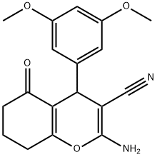 2-amino-4-(3,5-dimethoxyphenyl)-5-oxo-5,6,7,8-tetrahydro-4H-chromene-3-carbonitrile Struktur