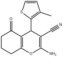 2-amino-4-(3-methyl-2-thienyl)-5-oxo-5,6,7,8-tetrahydro-4H-chromene-3-carbonitrile Struktur