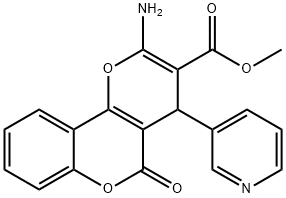 methyl 2-amino-5-oxo-4-(3-pyridinyl)-4H,5H-pyrano[3,2-c]chromene-3-carboxylate Struktur