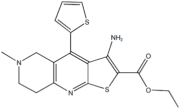 ethyl 3-amino-6-methyl-4-(2-thienyl)-5,6,7,8-tetrahydrothieno[2,3-b][1,6]naphthyridine-2-carboxylate Struktur