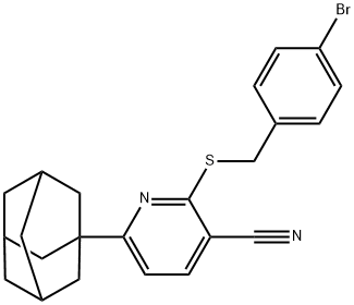 6-(1-adamantyl)-2-[(4-bromobenzyl)sulfanyl]nicotinonitrile Struktur