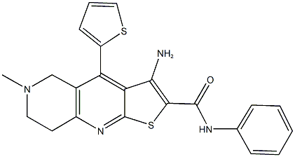 3-amino-6-methyl-N-phenyl-4-(2-thienyl)-5,6,7,8-tetrahydrothieno[2,3-b][1,6]naphthyridine-2-carboxamide Struktur