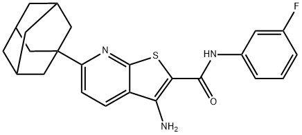 6-(1-adamantyl)-3-amino-N-(3-fluorophenyl)thieno[2,3-b]pyridine-2-carboxamide Struktur