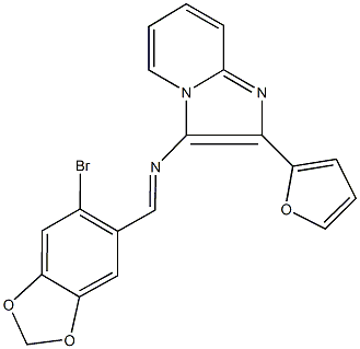 N-[(6-bromo-1,3-benzodioxol-5-yl)methylene]-N-[2-(2-furyl)imidazo[1,2-a]pyridin-3-yl]amine Struktur