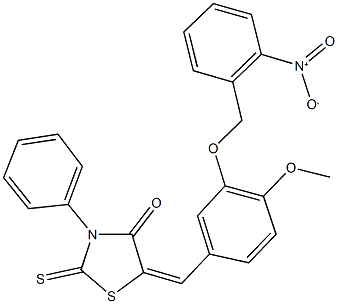 5-[3-({2-nitrobenzyl}oxy)-4-methoxybenzylidene]-3-phenyl-2-thioxo-1,3-thiazolidin-4-one Struktur