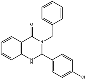 3-benzyl-2-(4-chlorophenyl)-2,3-dihydroquinazolin-4(1H)-one Struktur