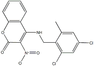 4-[(2,4-dichloro-6-methylbenzyl)amino]-3-nitro-2H-chromen-2-one Struktur