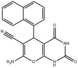 7-amino-5-(1-naphthyl)-2,4-dioxo-1,3,4,5-tetrahydro-2H-pyrano[2,3-d]pyrimidine-6-carbonitrile Struktur