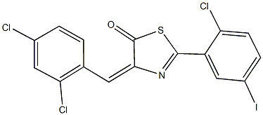 2-(2-chloro-5-iodophenyl)-4-(2,4-dichlorobenzylidene)-1,3-thiazol-5(4H)-one Struktur