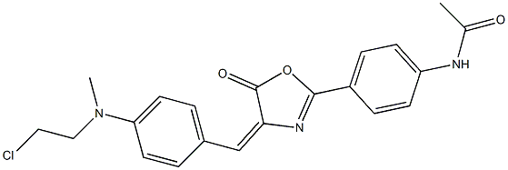 N-[4-(4-{4-[(2-chloroethyl)(methyl)amino]benzylidene}-5-oxo-4,5-dihydro-1,3-oxazol-2-yl)phenyl]acetamide Struktur