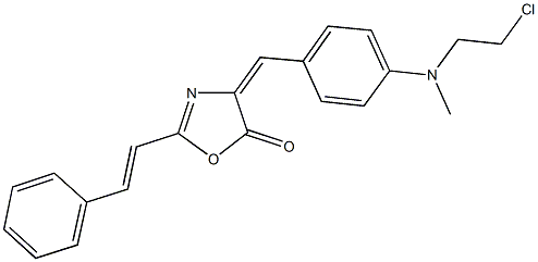 4-{4-[(2-chloroethyl)(methyl)amino]benzylidene}-2-(2-phenylvinyl)-1,3-oxazol-5(4H)-one Struktur