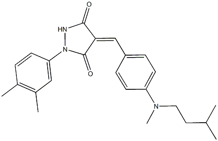 1-(3,4-dimethylphenyl)-4-{4-[isopentyl(methyl)amino]benzylidene}-3,5-pyrazolidinedione Struktur