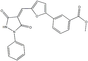 methyl 3-{5-[(3,5-dioxo-1-phenyl-4-pyrazolidinylidene)methyl]-2-furyl}benzoate Struktur