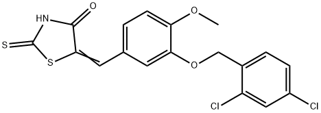 5-{3-[(2,4-dichlorobenzyl)oxy]-4-methoxybenzylidene}-2-thioxo-1,3-thiazolidin-4-one Struktur