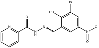 N'-{3-bromo-2-hydroxy-5-nitrobenzylidene}-2-pyridinecarbohydrazide Struktur