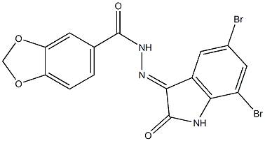 N'-(5,7-dibromo-2-oxo-1,2-dihydro-3H-indol-3-ylidene)-1,3-benzodioxole-5-carbohydrazide Struktur