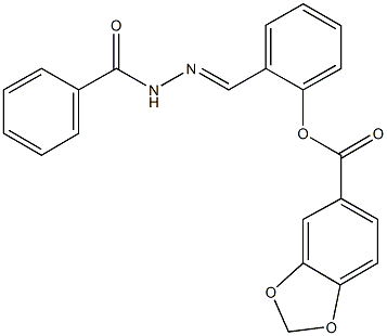 2-(2-benzoylcarbohydrazonoyl)phenyl 1,3-benzodioxole-5-carboxylate Struktur