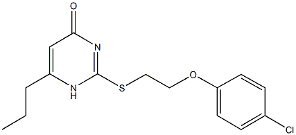 2-{[2-(4-chlorophenoxy)ethyl]sulfanyl}-6-propyl-4(1H)-pyrimidinone Struktur