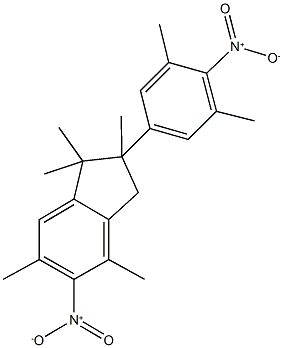 2-(3,5-dimethyl-4-nitrophenyl)-1,1,2,4,6-pentamethyl-5-nitroindane Struktur