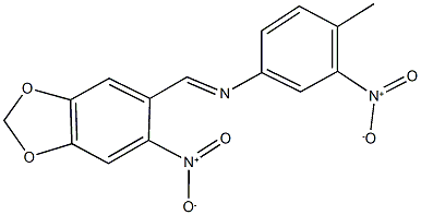 4-methyl-3-nitro-N-[(6-nitro-1,3-benzodioxol-5-yl)methylene]aniline Struktur