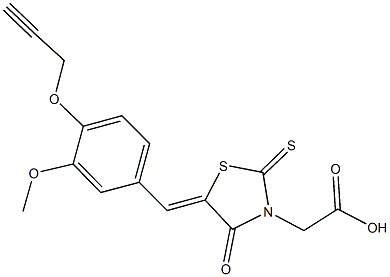 {5-[3-methoxy-4-(2-propynyloxy)benzylidene]-4-oxo-2-thioxo-1,3-thiazolidin-3-yl}acetic acid Struktur