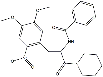 N-[2-{2-nitro-4,5-dimethoxyphenyl}-1-(1-piperidinylcarbonyl)vinyl]benzamide Struktur