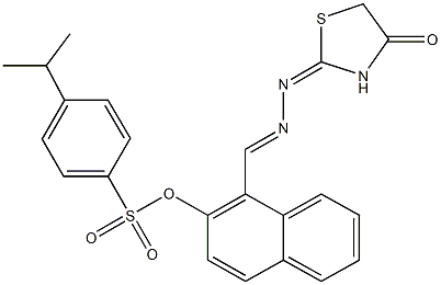 1-[2-(4-oxo-1,3-thiazolidin-2-ylidene)carbohydrazonoyl]-2-naphthyl 4-isopropylbenzenesulfonate Struktur