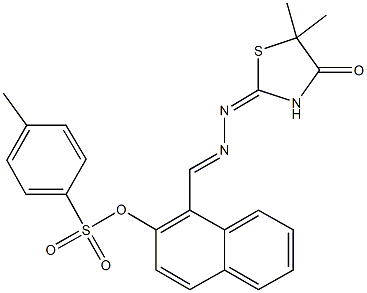 1-[2-(5,5-dimethyl-4-oxo-1,3-thiazolidin-2-ylidene)carbohydrazonoyl]-2-naphthyl 4-methylbenzenesulfonate Struktur