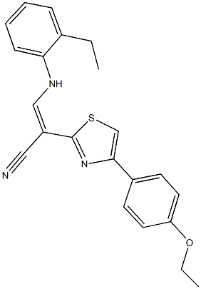 2-[4-(4-ethoxyphenyl)-1,3-thiazol-2-yl]-3-(2-ethylanilino)acrylonitrile Struktur