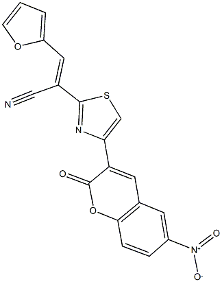 3-(2-furyl)-2-(4-{6-nitro-2-oxo-2H-chromen-3-yl}-1,3-thiazol-2-yl)acrylonitrile Struktur