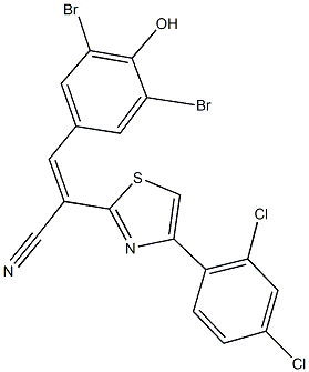 3-(3,5-dibromo-4-hydroxyphenyl)-2-[4-(2,4-dichlorophenyl)-1,3-thiazol-2-yl]acrylonitrile Struktur