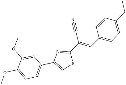 2-[4-(3,4-dimethoxyphenyl)-1,3-thiazol-2-yl]-3-(4-ethylphenyl)acrylonitrile Struktur