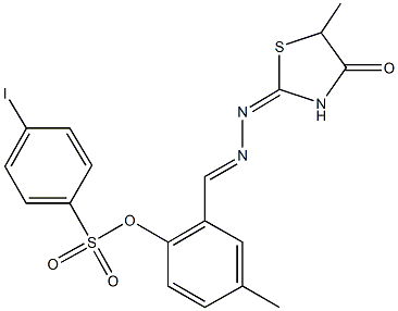 4-methyl-2-[2-(5-methyl-4-oxo-1,3-thiazolidin-2-ylidene)carbohydrazonoyl]phenyl 4-iodobenzenesulfonate Struktur