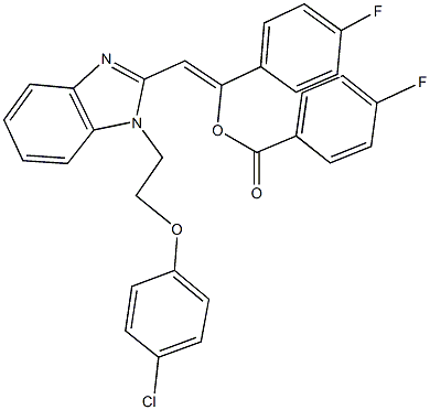 2-{1-[2-(4-chlorophenoxy)ethyl]-1H-benzimidazol-2-yl}-1-(4-fluorophenyl)vinyl 4-fluorobenzoate Struktur